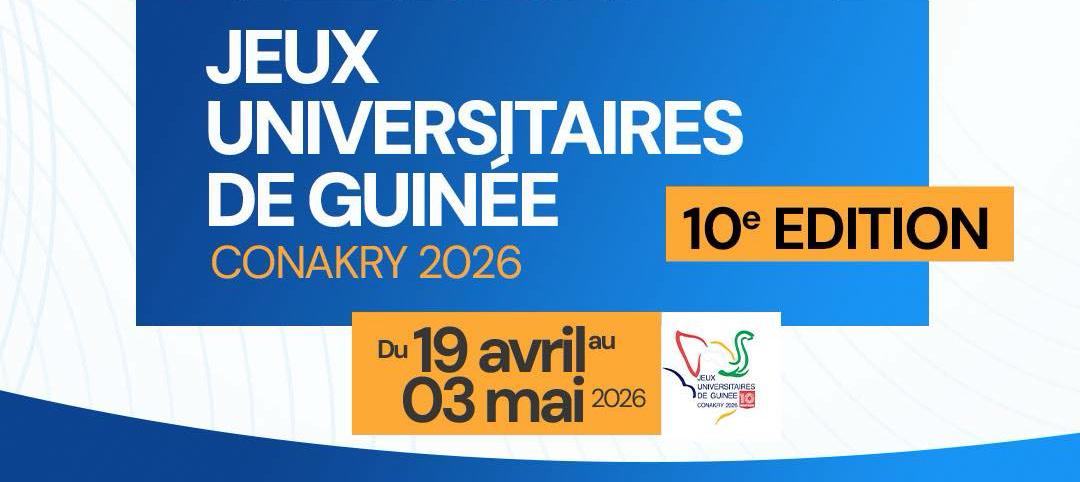 Jeux Universitaires de Guinée 2026 à l’Université Gamal Abdel Nasser, étudiants jouant au basketball et participant à des activités culturelles
