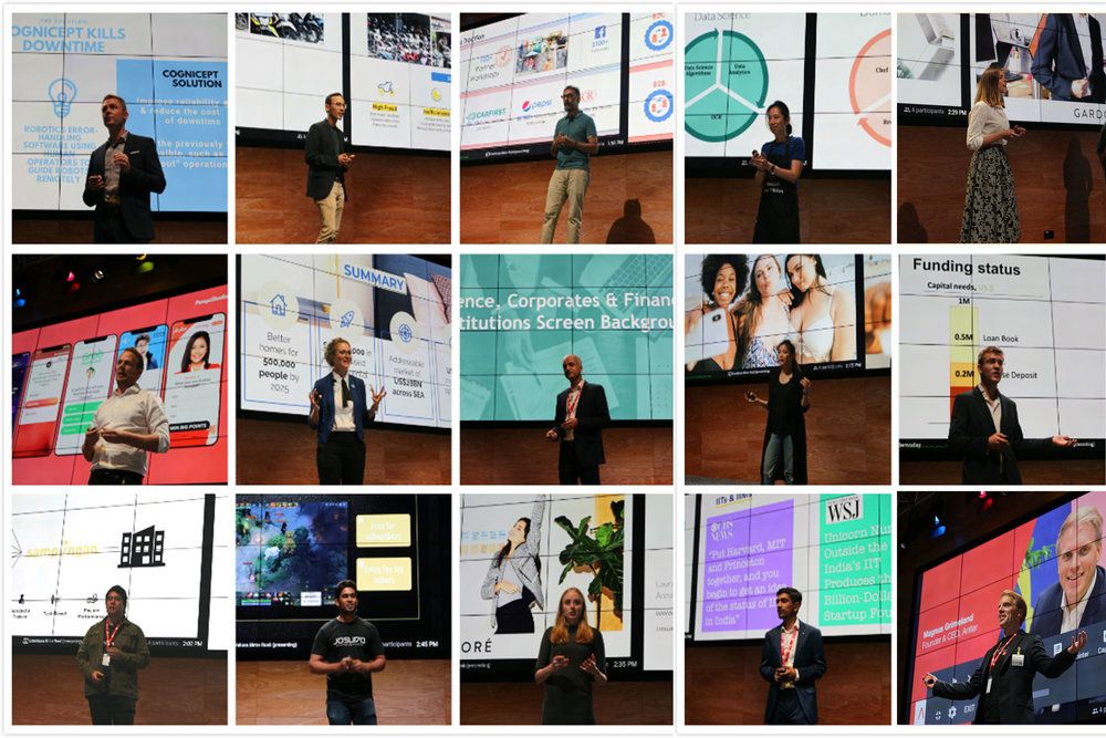 15 images of different startups pitching their businesses at the Antler Singapore demo day