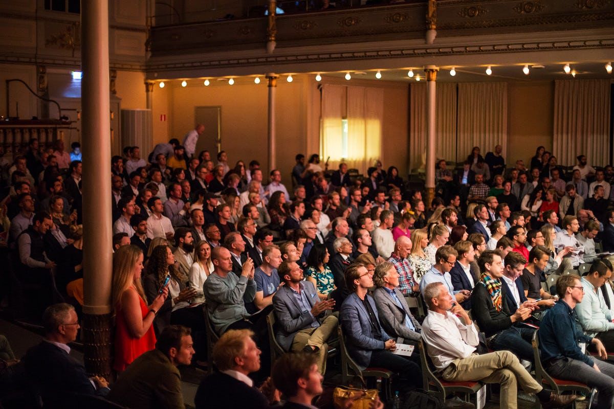 Audience sit and listen at Stockholm's inaugural Demo Day
