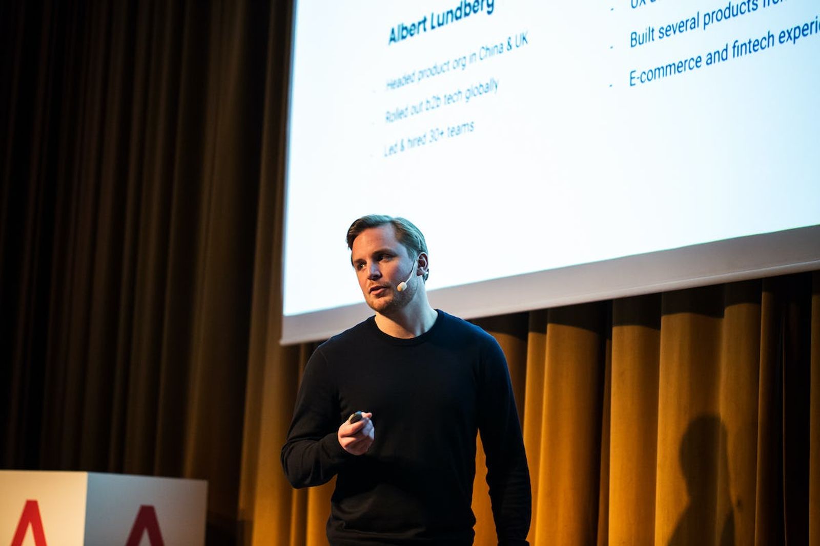 Antler representative presenting with powerpoint presentation in the background 