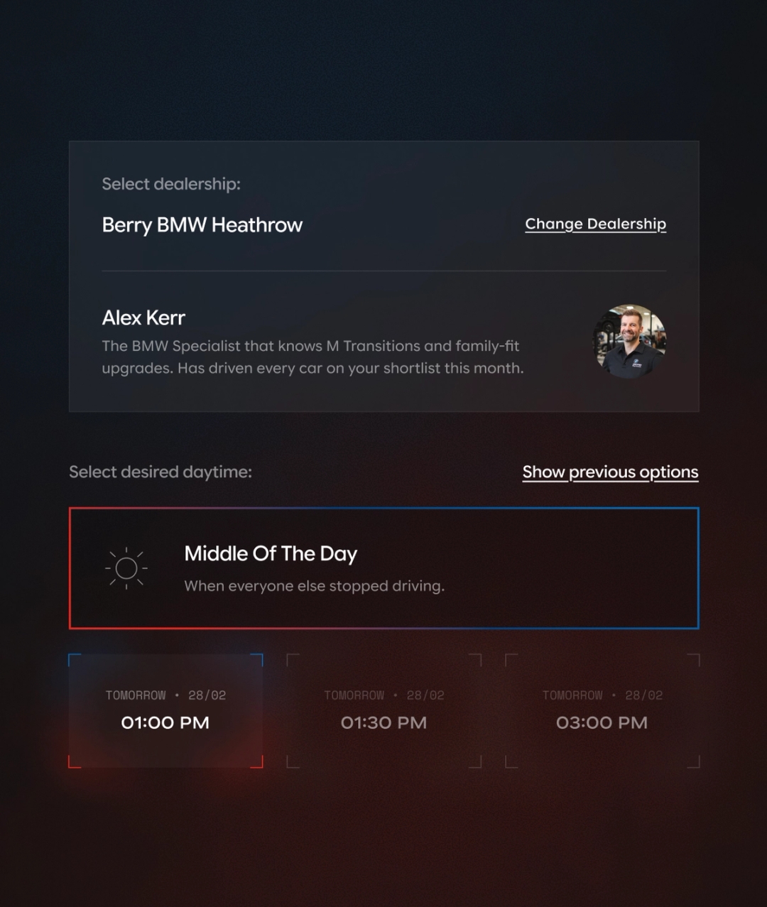 Dealer booking ui