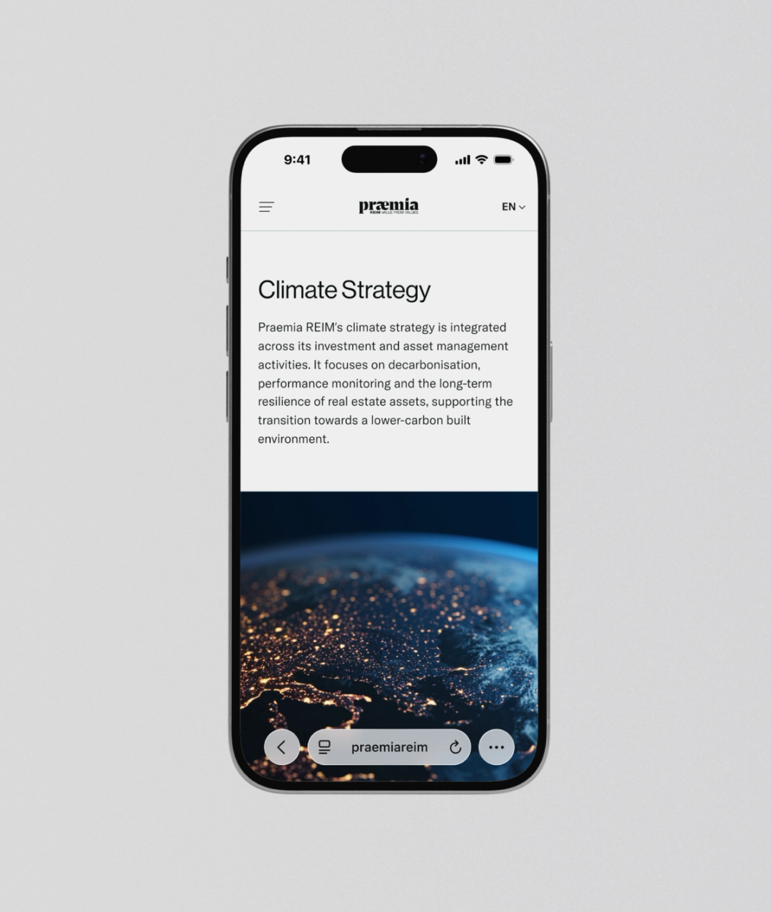 climate strategy mobile screen