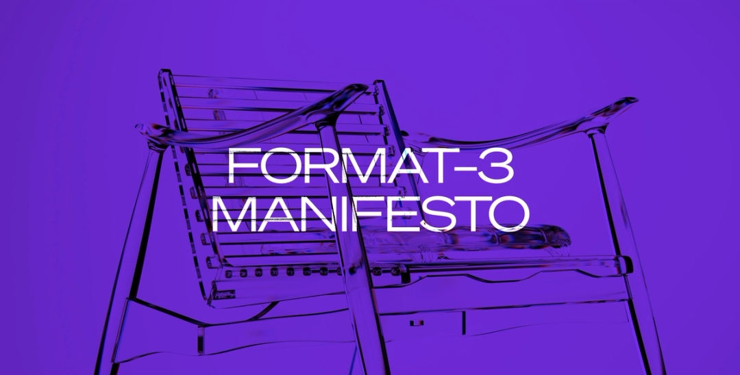 Text Format-3 Manifesto with Chair in purple background