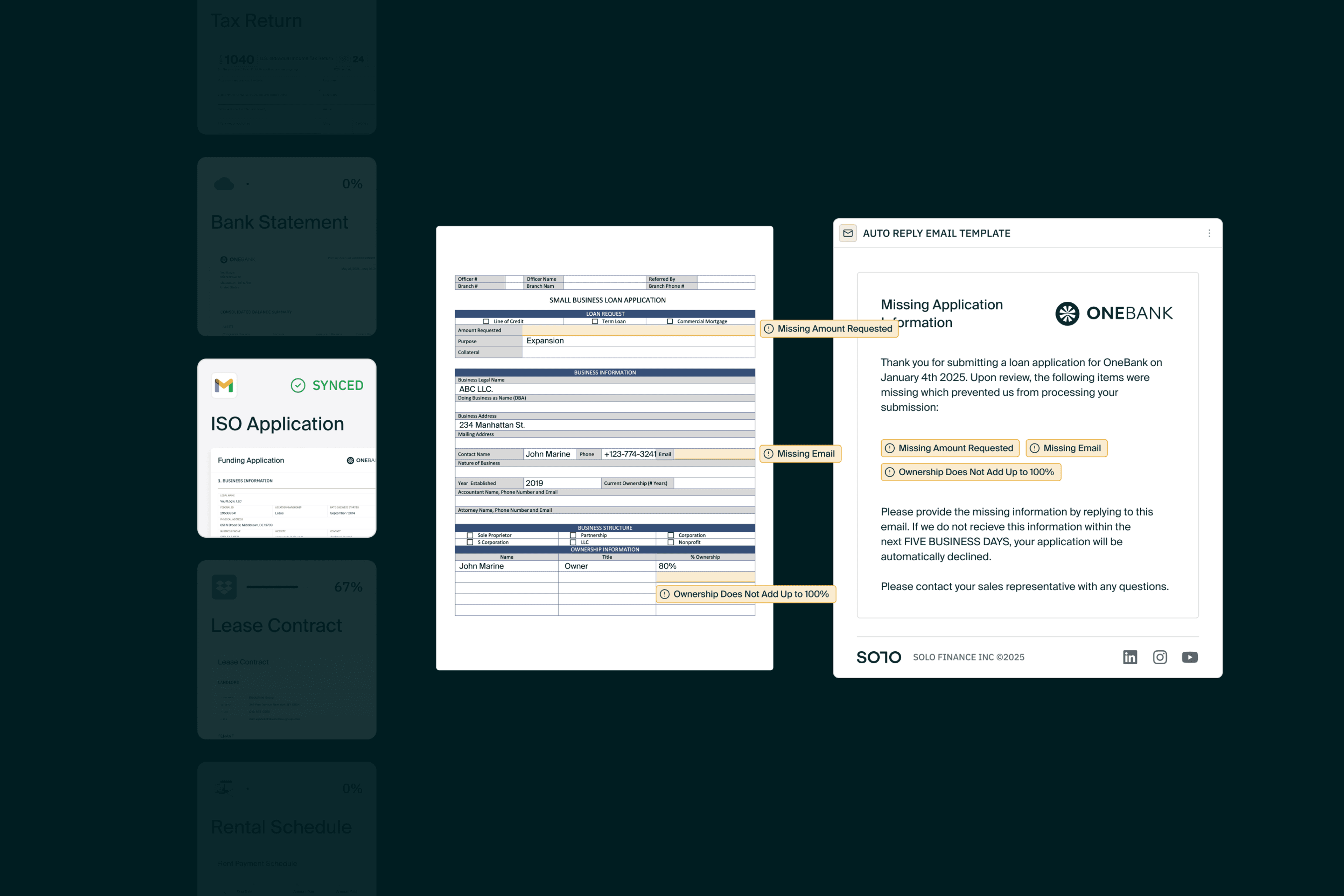 intelligent document processing to automate follow ups on broker application documents