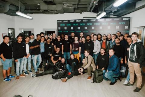 Group photo of hackers and the HackenProof team at Hacken Cup 2018 in Kyiv
