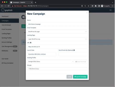 How to launch a phishing attack using Gophish
