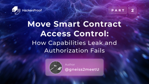 HackenProof blog cover image for Part 2 of the Move Smart Contract Security Guide, authored by @gneiss2meetU.