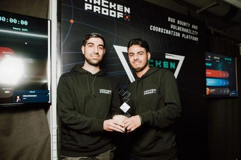 CUBETEAM members holding their award at Hacken Cup 2018