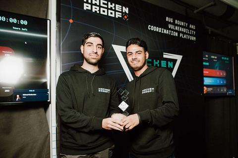 CUBETEAM members holding their award at Hacken Cup 2018