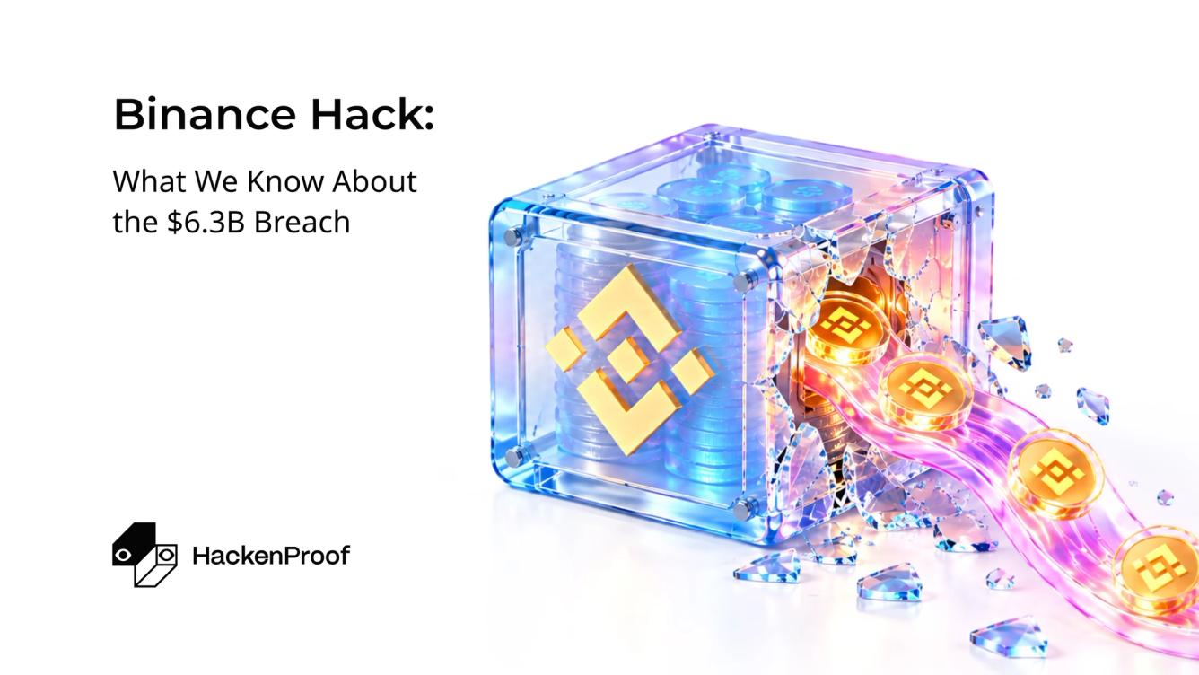 Glass vault with a Binance logo breaking open as gold BNB coins spill out, illustrating the $6.3B Binance hack