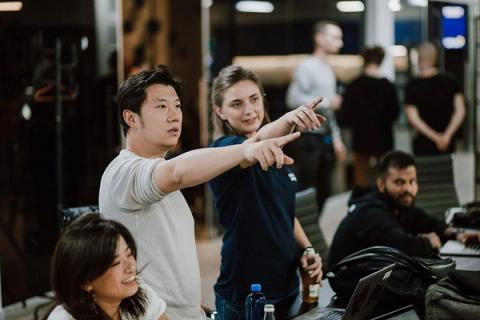 HackenProof CEO Evgenia Broshevan speaking with participants at Hacken Cup 2018