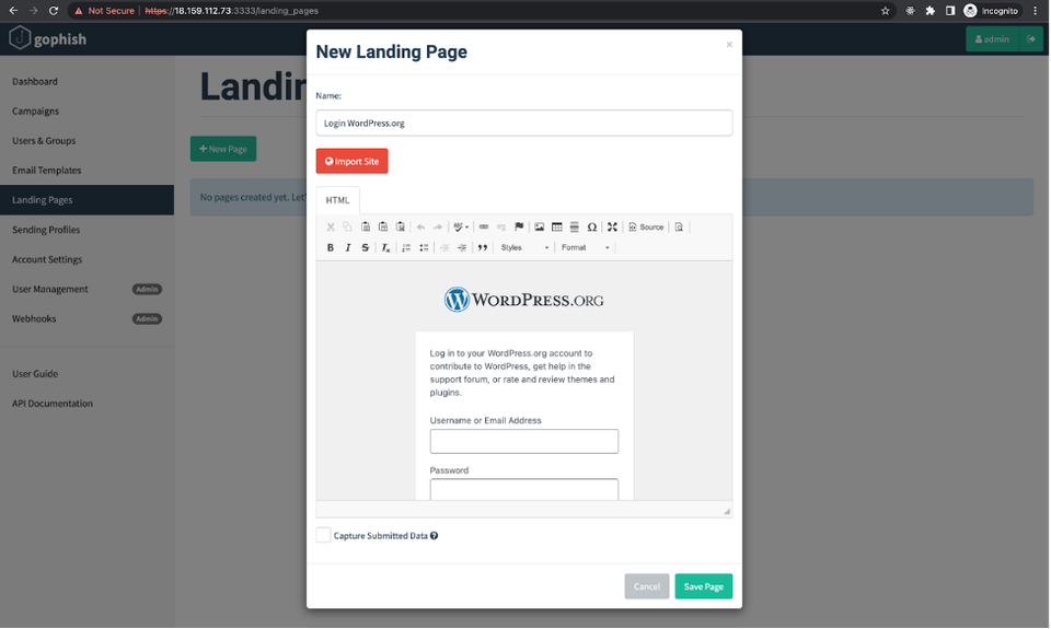 How to launch a phishing attack using Gophish