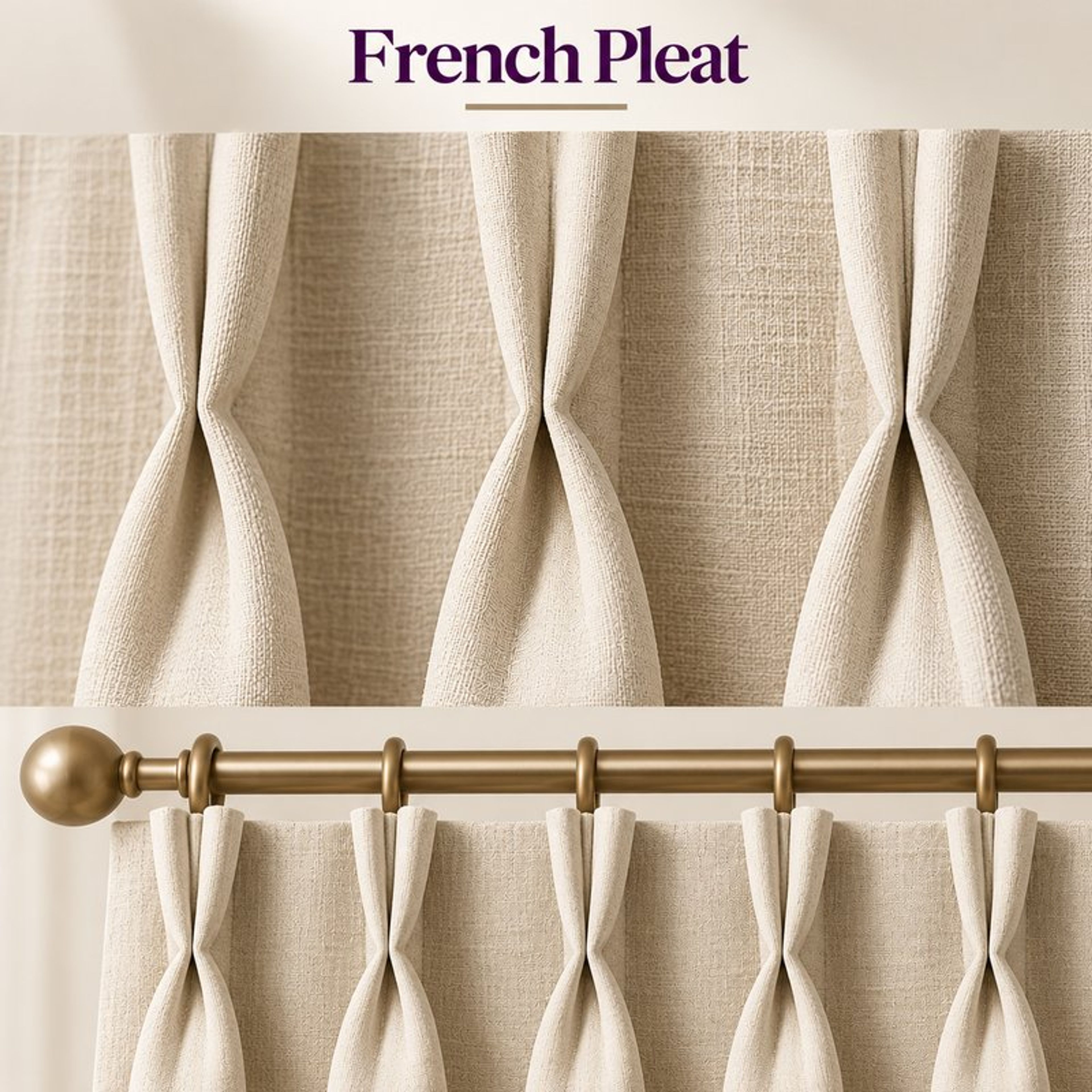 French pleat curtain header with two pinch pleats