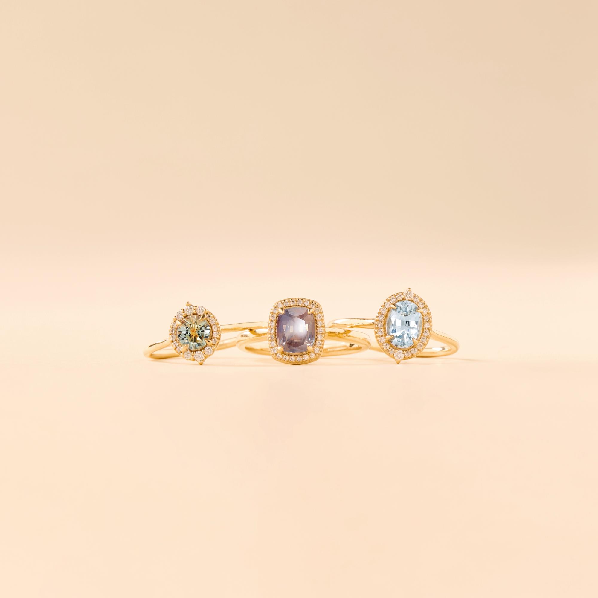 ethical + recycled gold sapphire engagement rings 