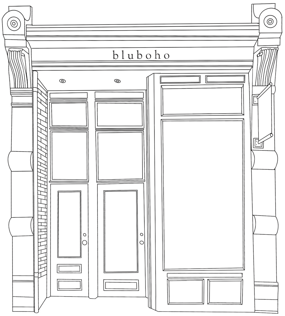 outline of queen west storefront