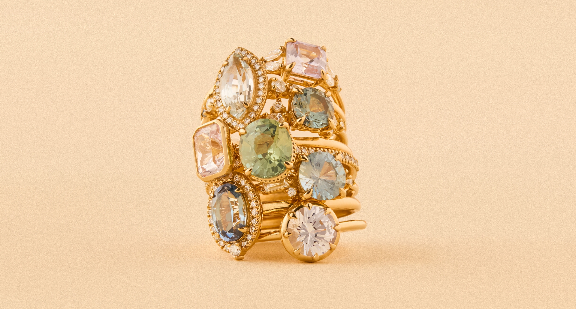 unique sapphire + diamond engagement rings in solid gold made in canada