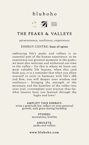 peaks & valleys cardback side