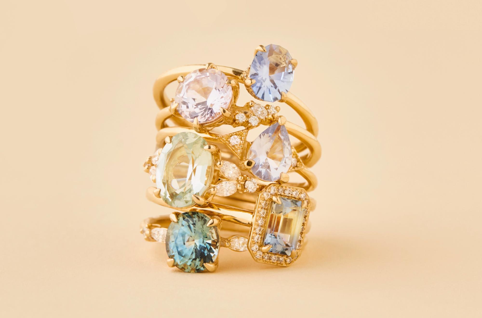 ethical + recycled gold sapphire engagement rings 