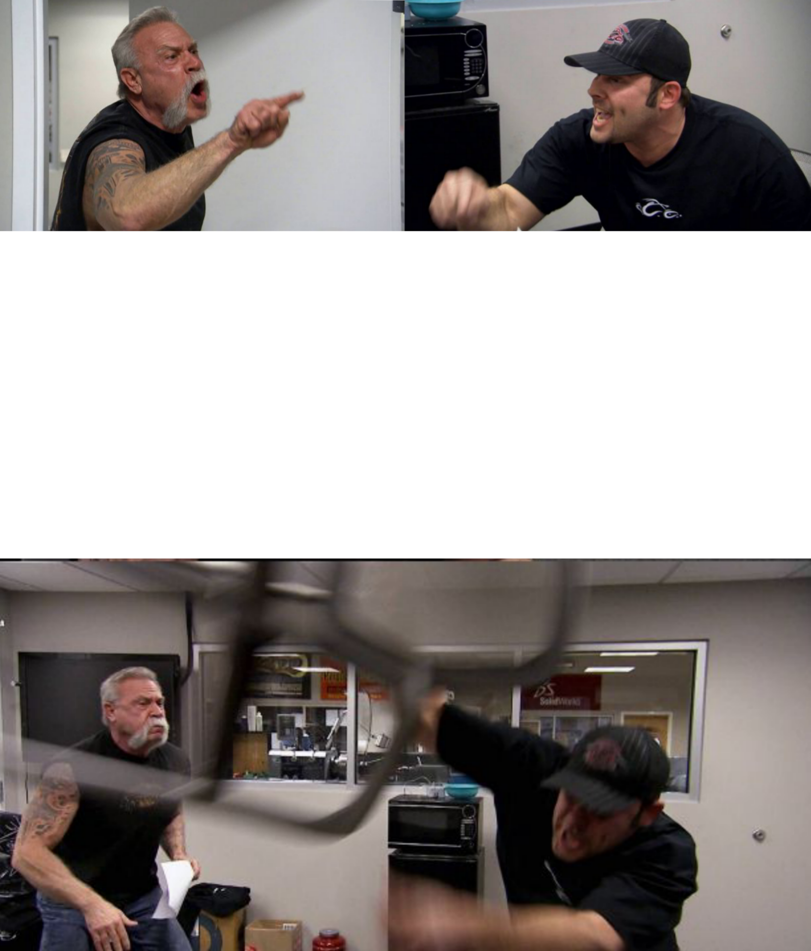 American chopper argument with blank canvas