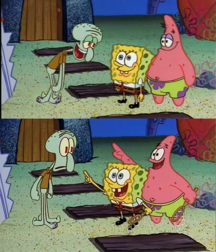 SpongeBob Squidward time traveler 2x1 plain