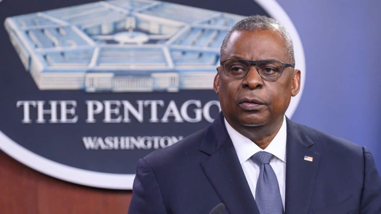 Lloyd Austin speaking at the White House.