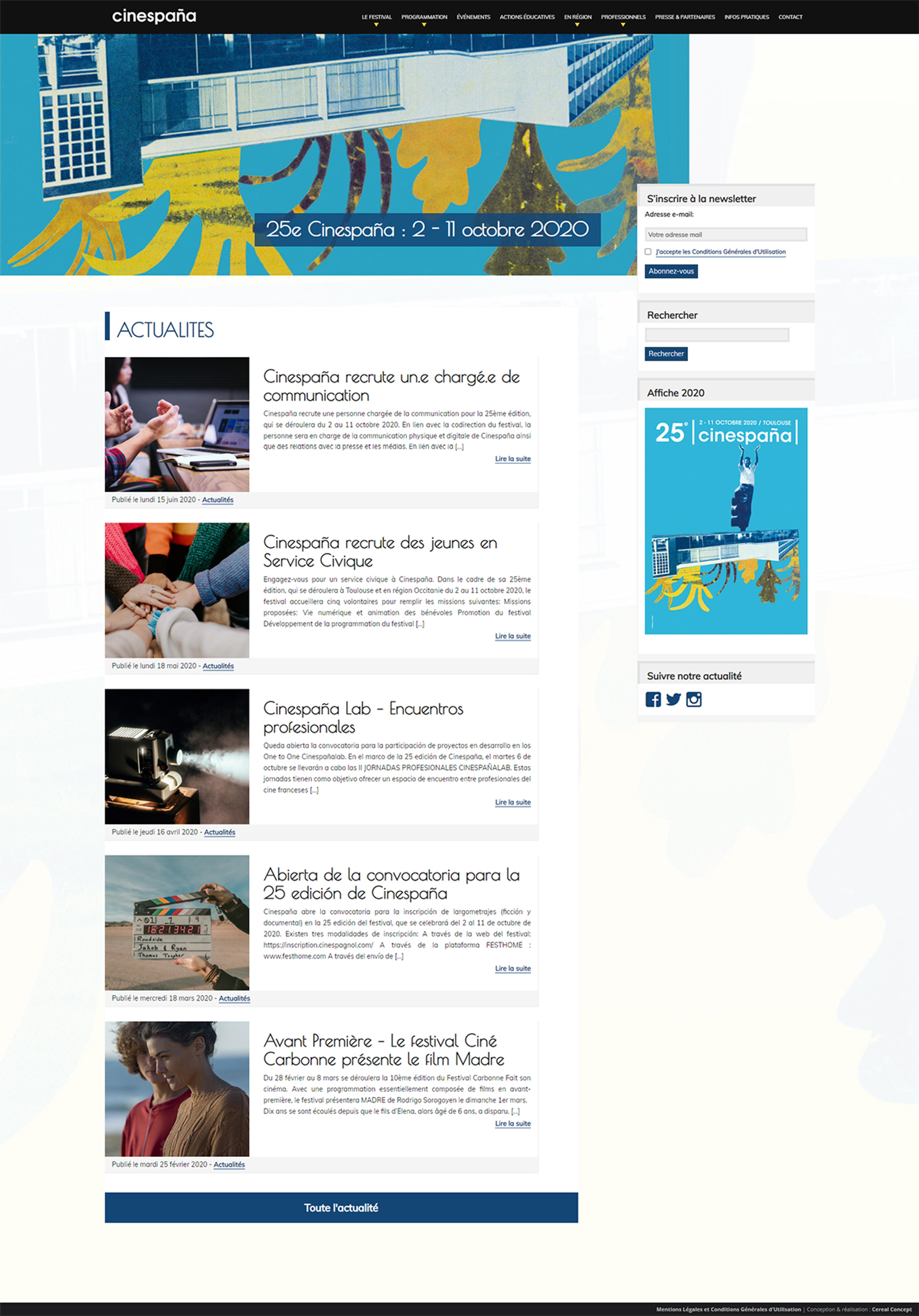 Capture du site Festival Cinespaña