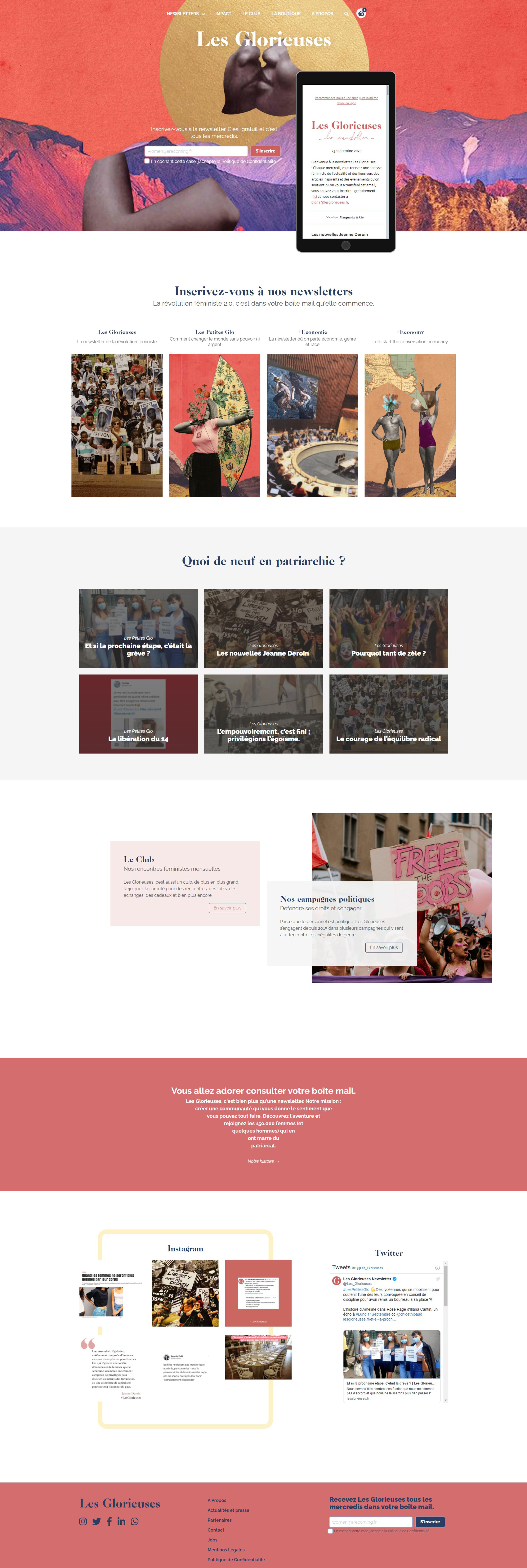 Capture du site Les Glorieuses