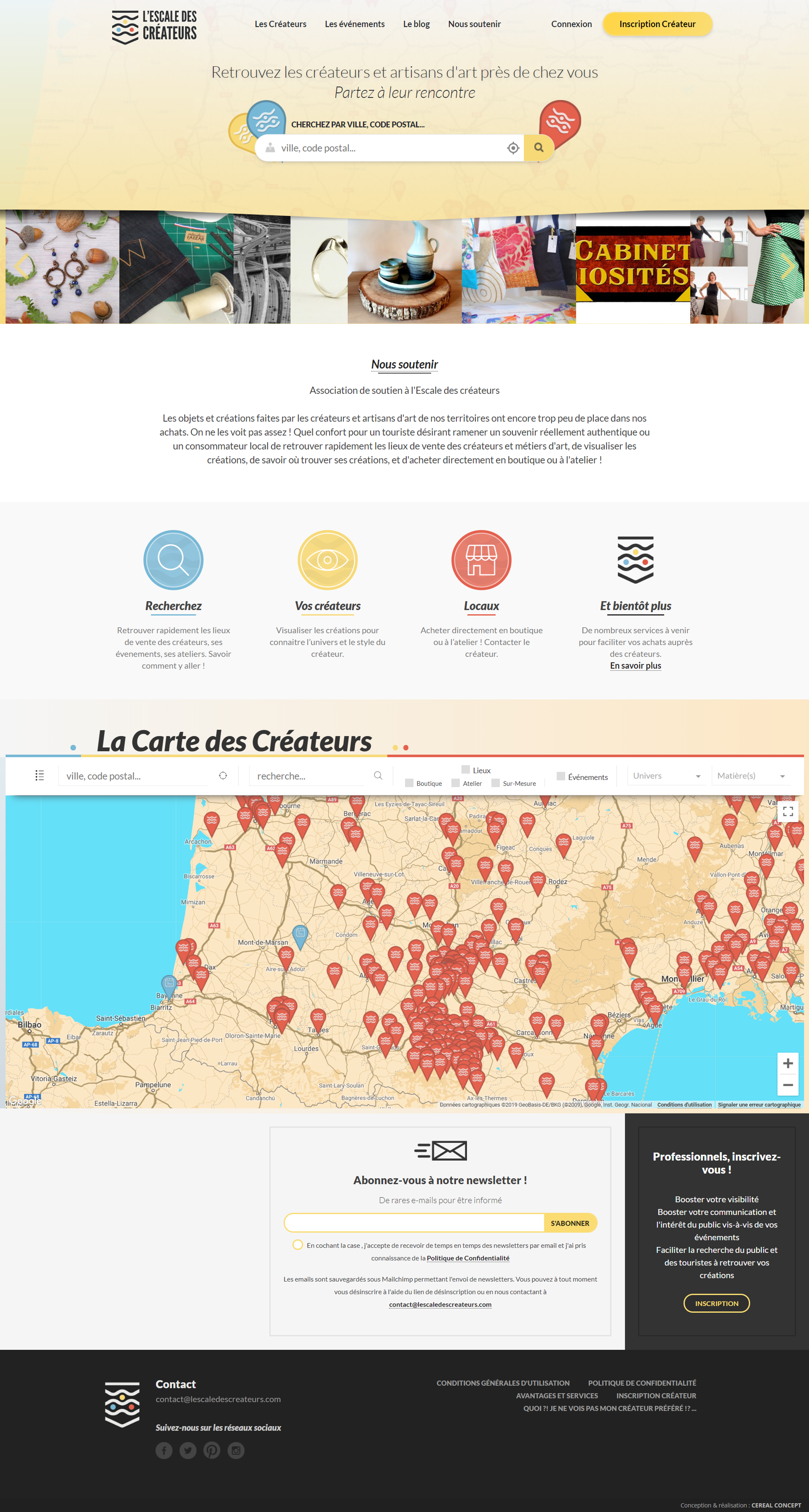 Capture du site L'Escale des Créateurs