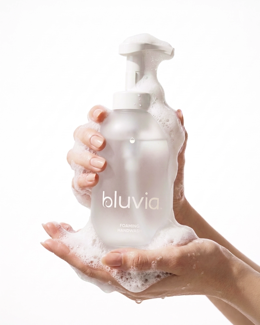 hand holding foam handwash