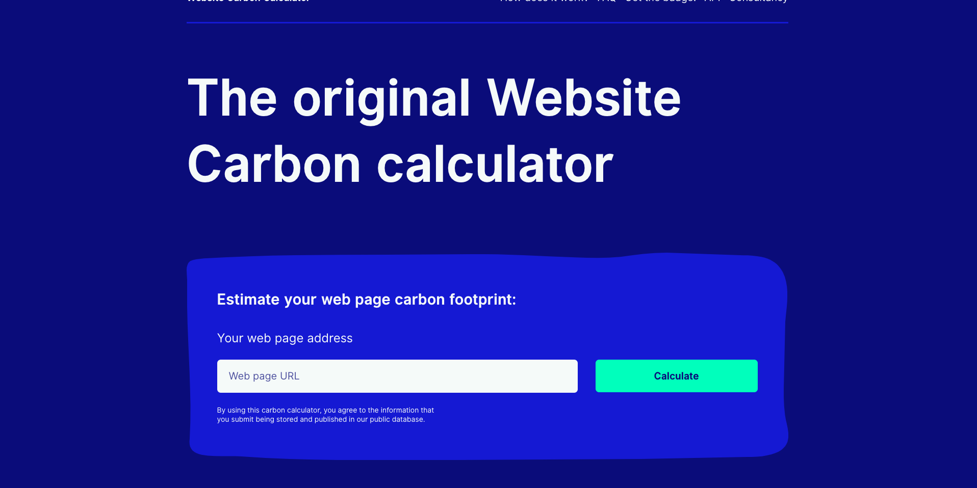 Screenshot of websitecarbon.com