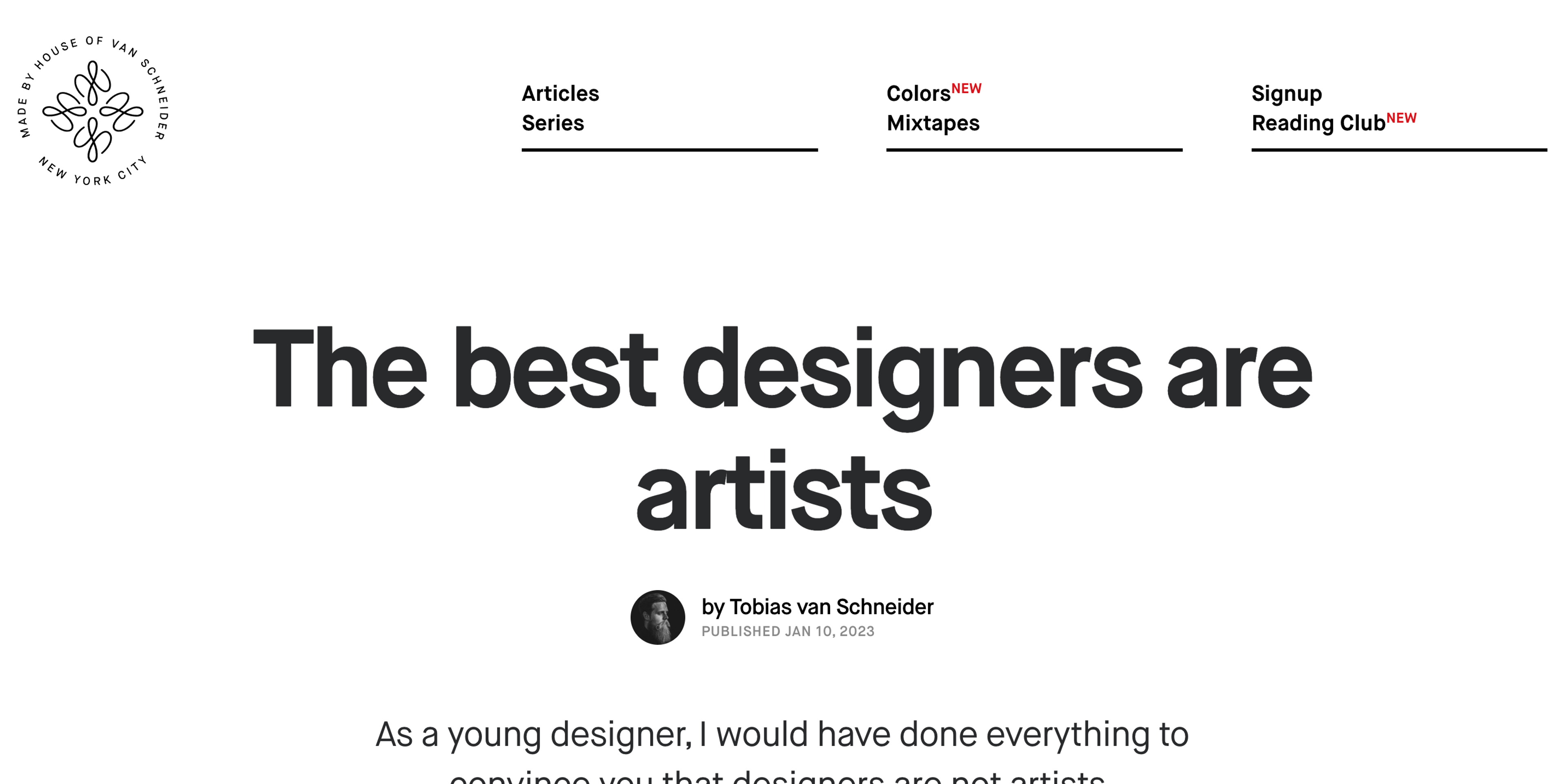 a website that says the best designers are artists