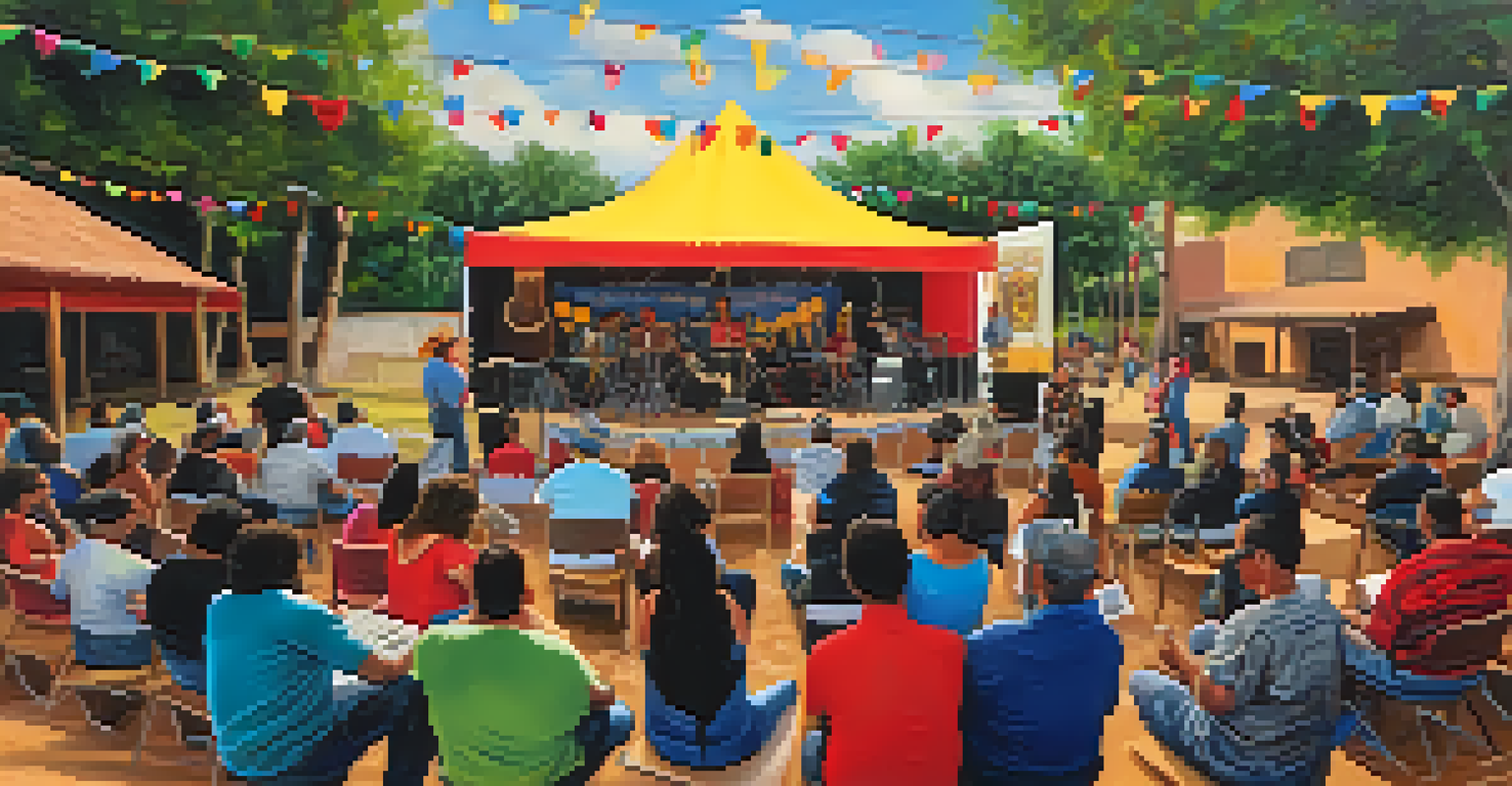 A workshop at the Tejano Music Festival with an artist sharing insights about Tejano music history.