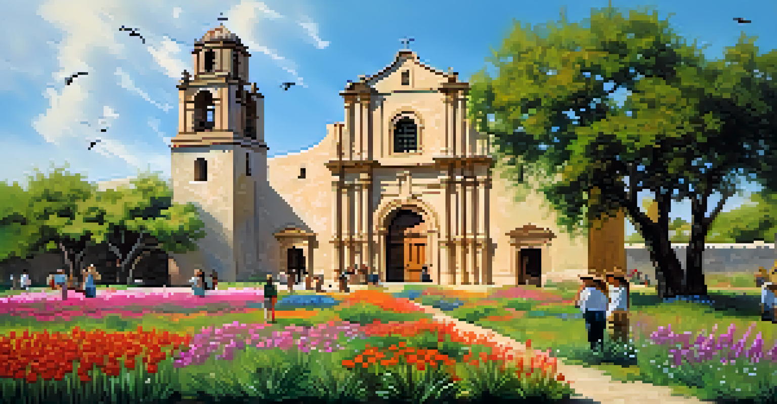 A group of enthusiastic birdwatchers pointing at a flock of birds in a scenic historical park during spring.