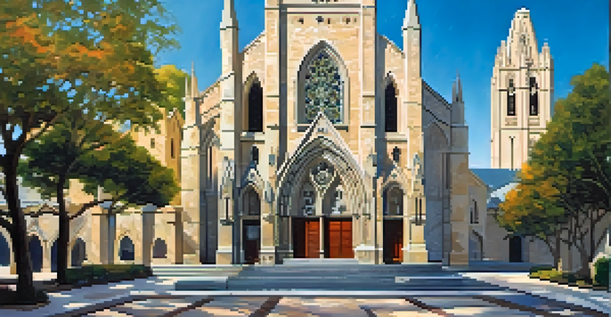 A detailed view of San Fernando Cathedral, highlighting its architectural beauty with bell towers and intricate stonework under a clear sky.