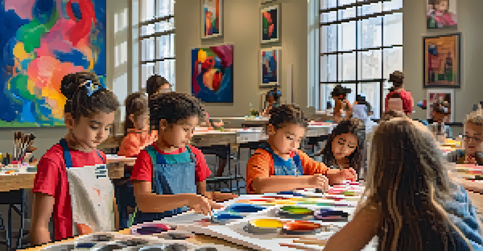 Children engaging in an art-making workshop at the San Antonio Museum of Art with colorful supplies.