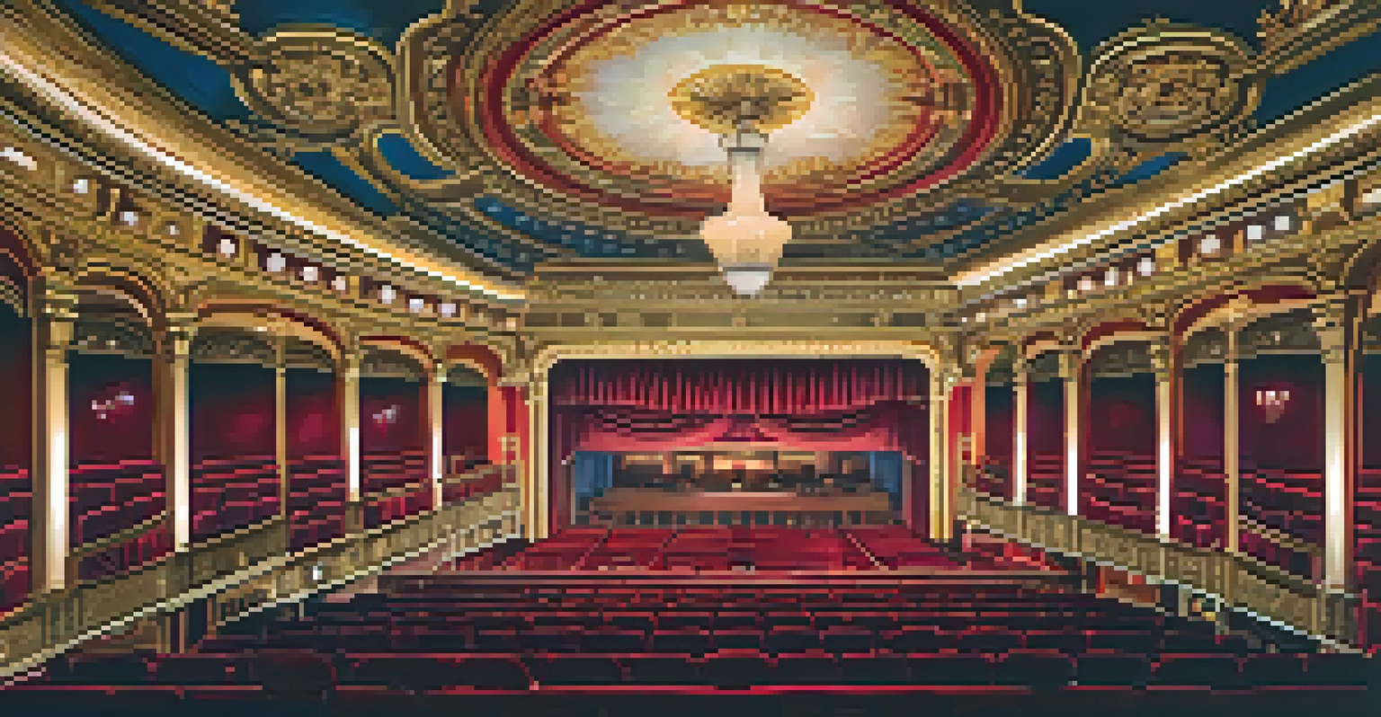 The opulent interior of the Majestic Theatre in San Antonio, featuring intricate architectural details and a warm ambiance.