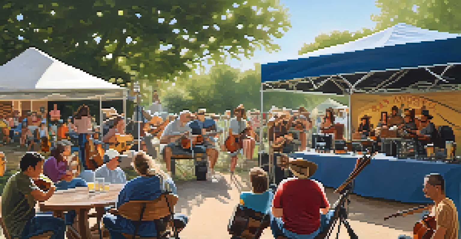 Musicians performing at the San Antonio Folk Festival in an outdoor setting with an audience.