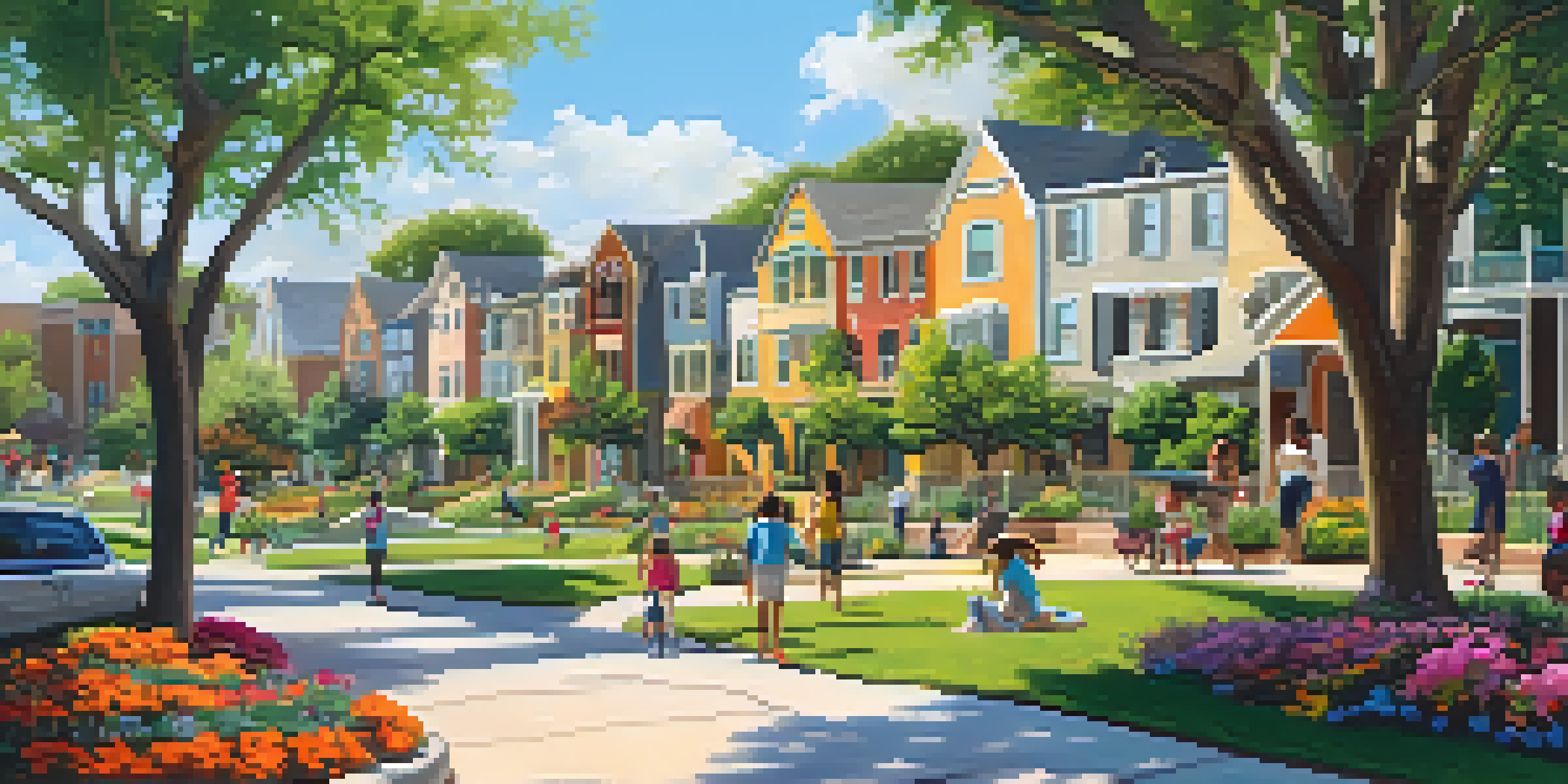 A vibrant neighborhood in San Antonio with children playing in a park and charming homes in the background.