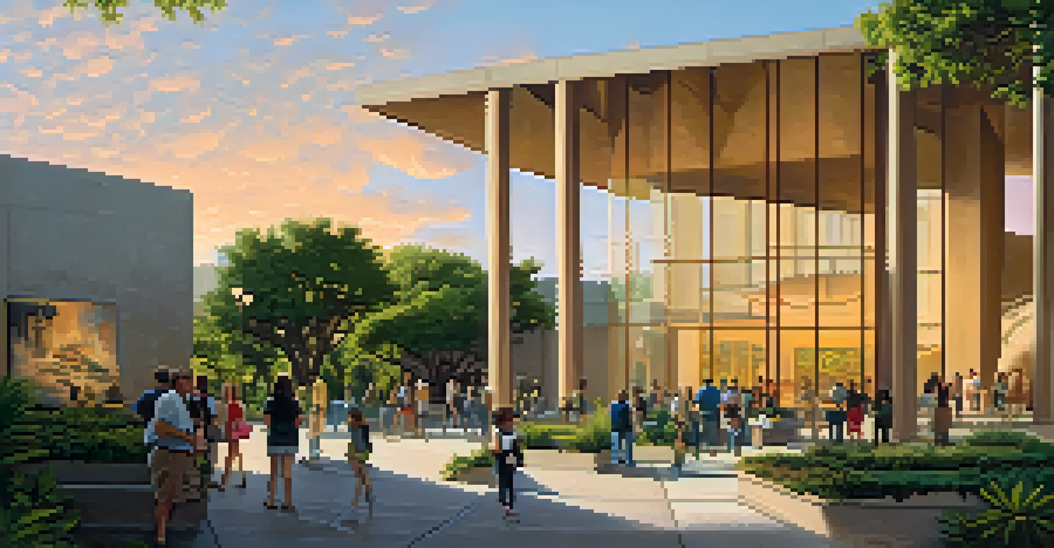 The San Antonio Museum of Art showcasing a blend of historic and contemporary architecture with outdoor sculptures.