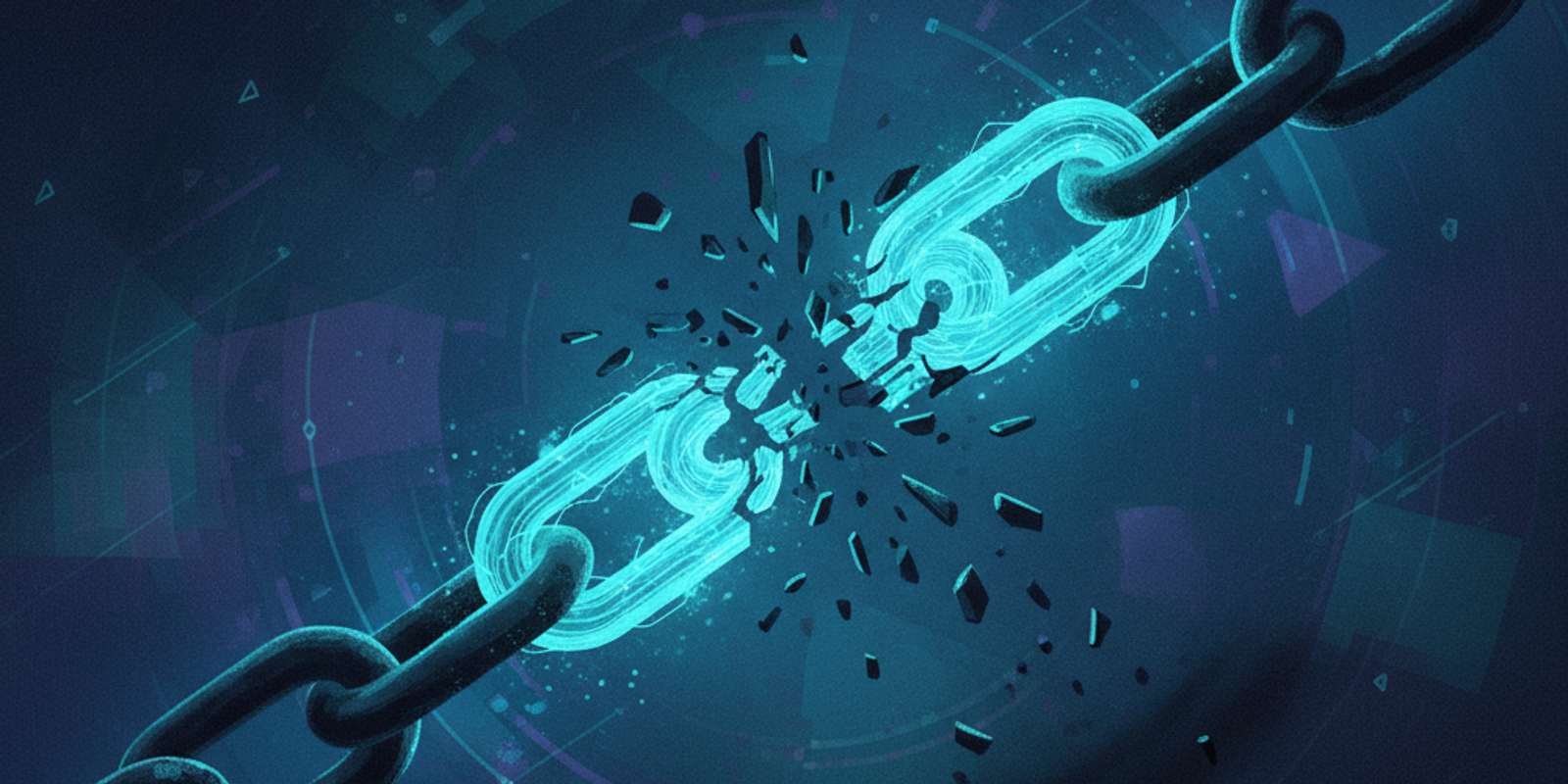 An illustration of a broken iron chain being repaired by a newly formed, glowing digital link, symbolizing how ARC fixes