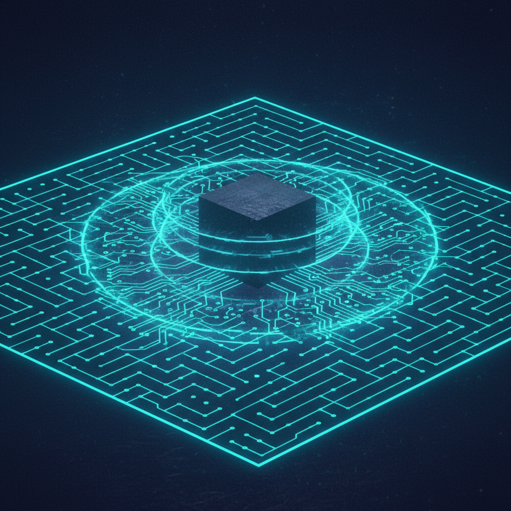 An illustration of a digital maze representing complex phishing infrastructure, with layers of shields obscuring the cen