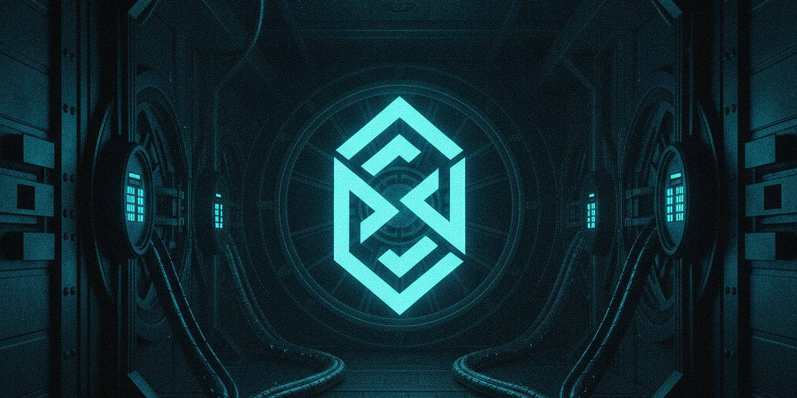 A glowing geometric shape protected inside a dark steel vault with heavy cryptographic locks.