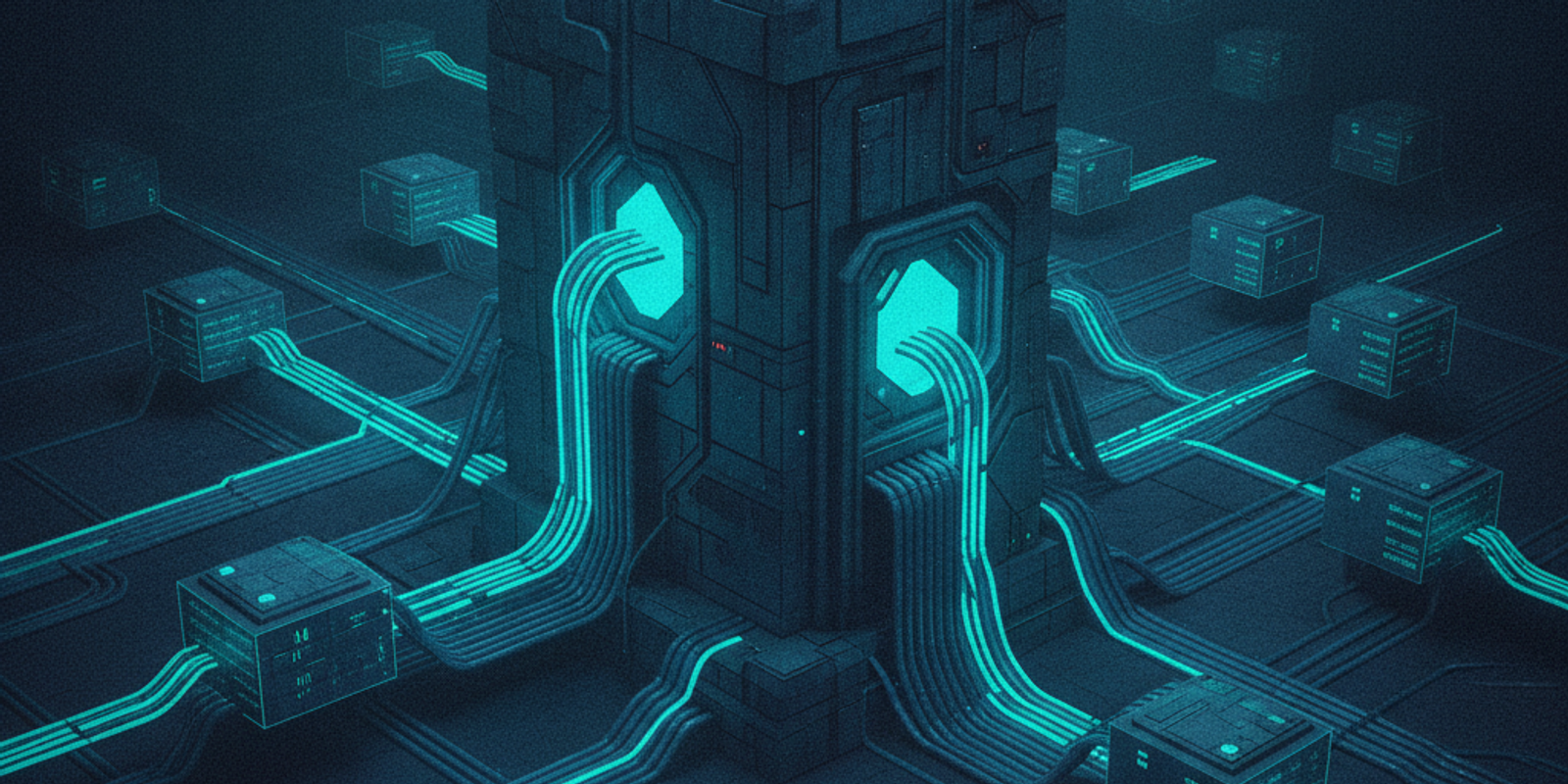 Illustration of a complex routing switchboard splitting glowing cables into isolated destinations