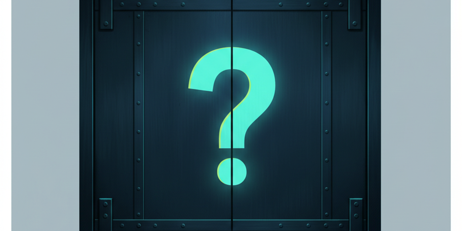 Illustration of a secure metal door with a large question mark painted where the lock should be, symbolizing a permissiv