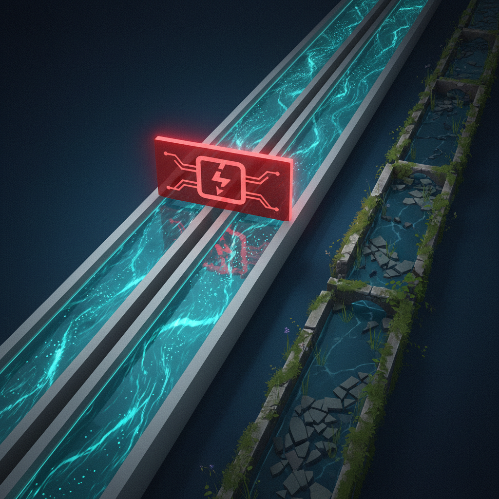 An illustration of a modern aqueduct system representing a resilient email architecture with an active, functional failo