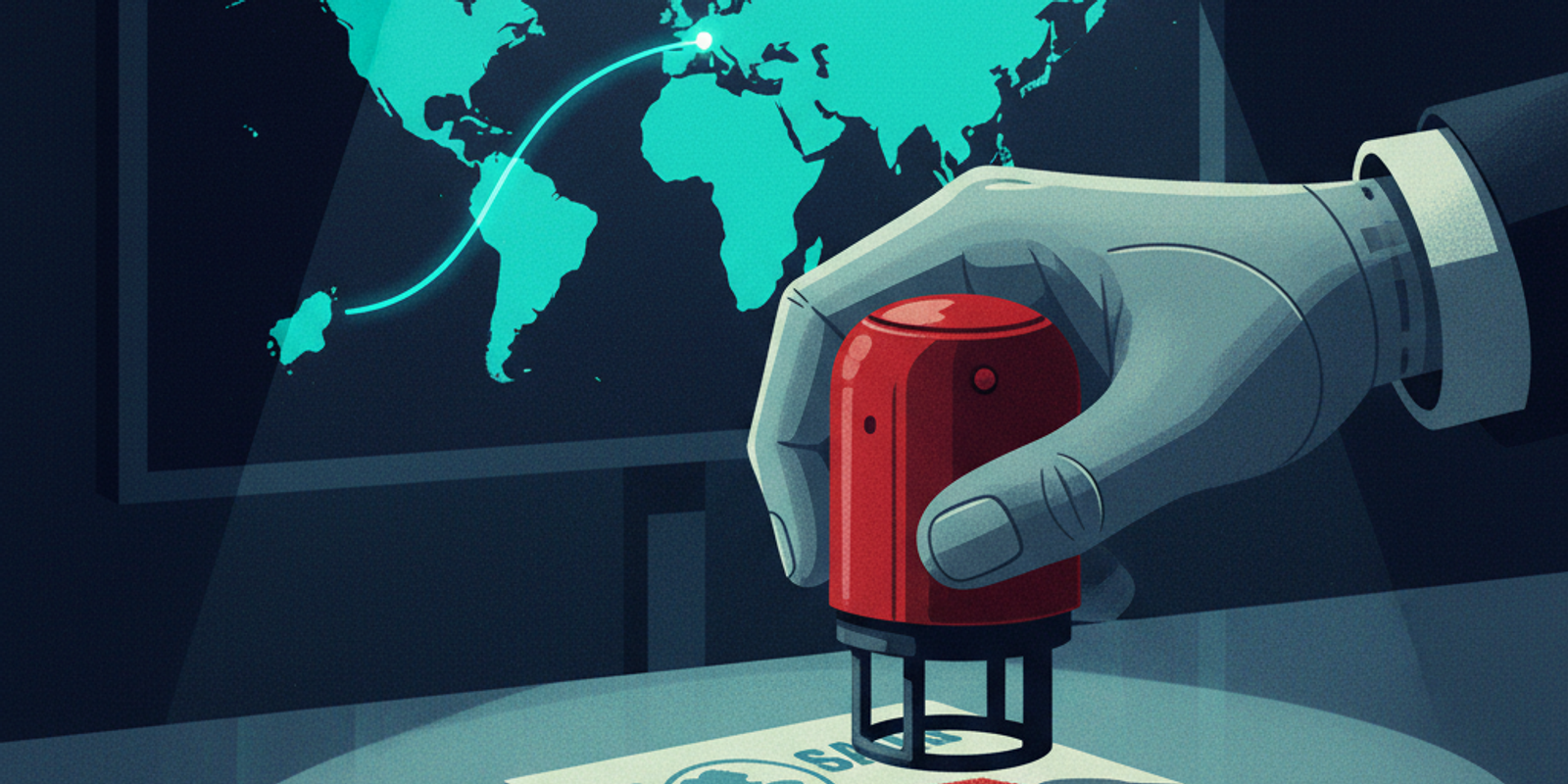 Illustration of a passport being stamped 'REJECTED' at a border, a metaphor for an email being blocked due to a sender I