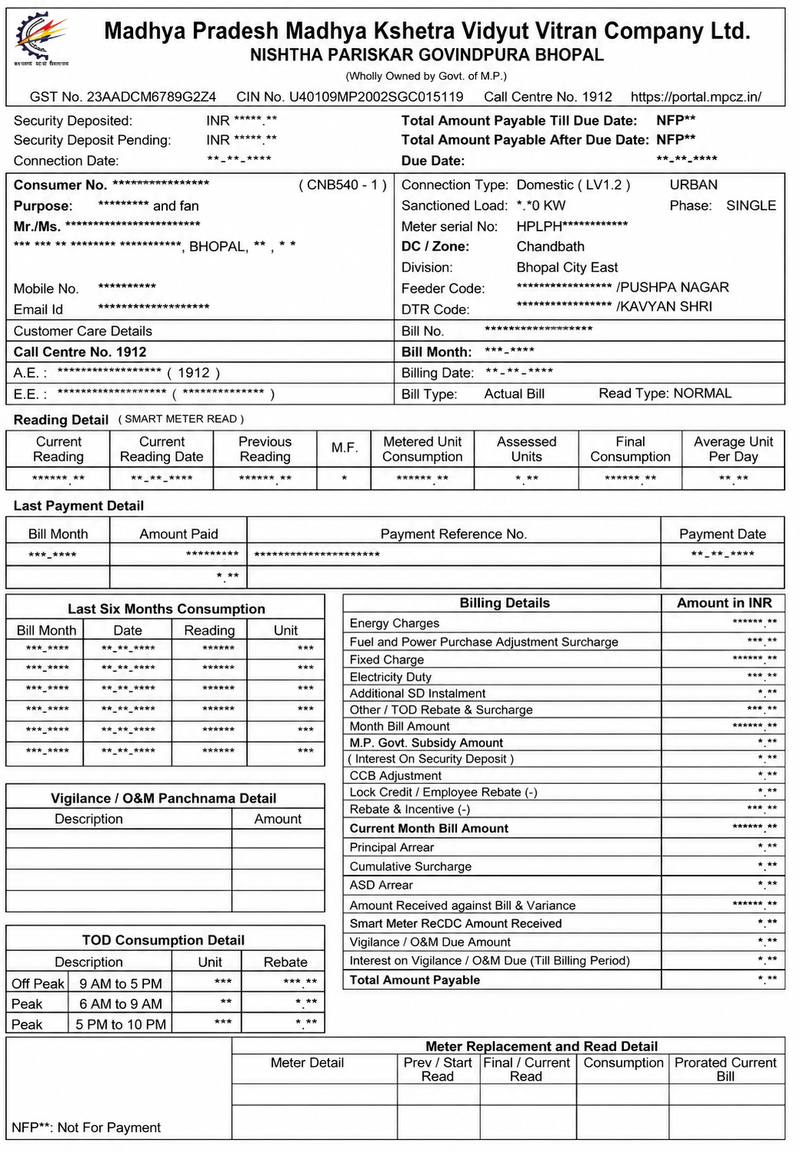 Sample Electricity Bill