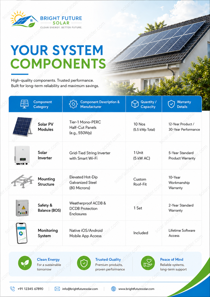Residenital Solar Proposal: Bill of Material