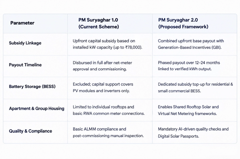 Key Differences: PM Suryaghar 1.0 vs. PM Suryaghar 2.0