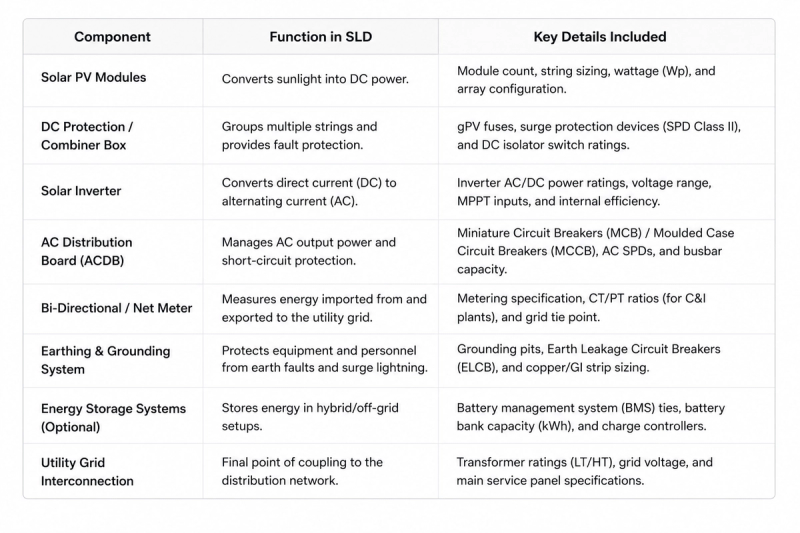 Key Components Represented in a Solar SLD